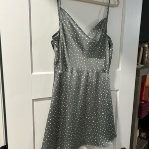 Lulu's Gray Polka Dot Mini Dress